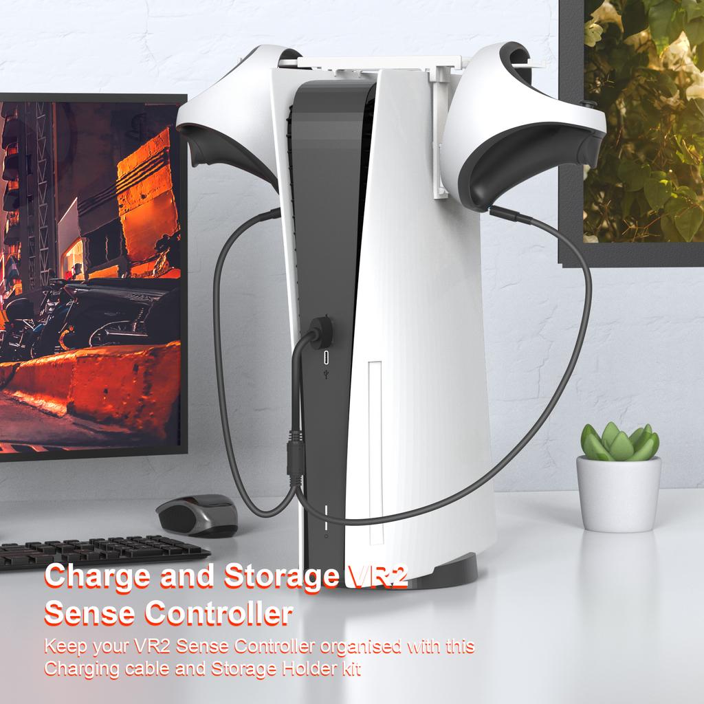 Прочная и устойчивая подставка для дисплея VR для PS VR 2, стеклянный держатель для дисплея, стойка для хранения с аксессуаром в виде зарядного кабеля