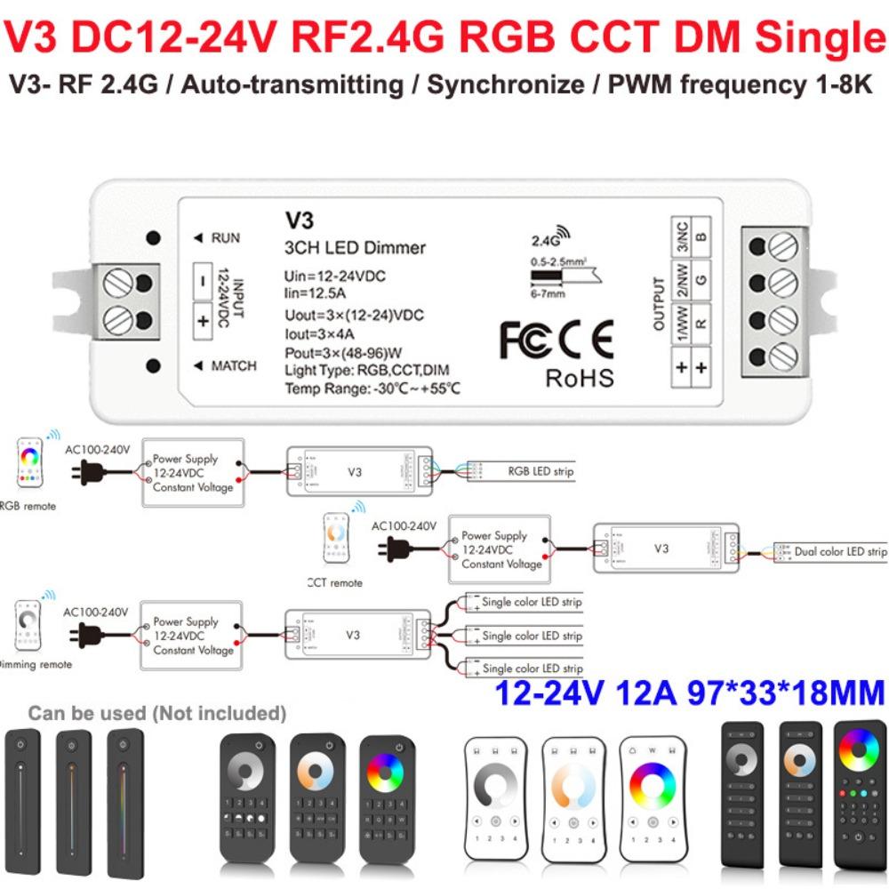 Профессиональный светодиодный контроллер постоянного напряжения DC12-24V RF2.4GHz Драйвер светодиодной ленты ДИММЕР/CCD/RGB PWM Светодиодный диммер для дома