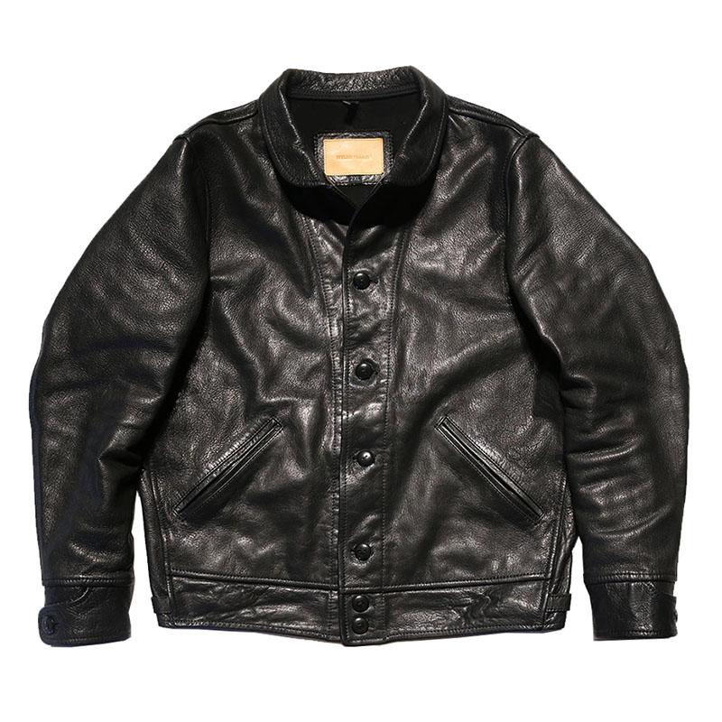 High Quality Vintage Black Brown Fashion Leisure Derma Clothings Man's Real Goat Skin Coat Men's Genuine Leather Jackets