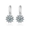 S925 Sterling Silver New Ear Hook Classic Simple Sun Flower Moissanite Earrings Female One Carat Moissanite Earrings Female