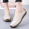 Plus Size Women's Genuine Leather Low-Top Loafers with Beef Tendon Sole - Comfortable Spring/Summer Shoes for Nurses and Moms