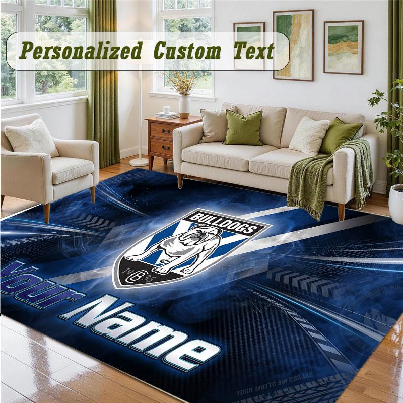 Crystal Velvet Square Rug Custom NameCanterbury-Bankstown Bulldogs Pattern Non Slip Home Floor Decor Rug