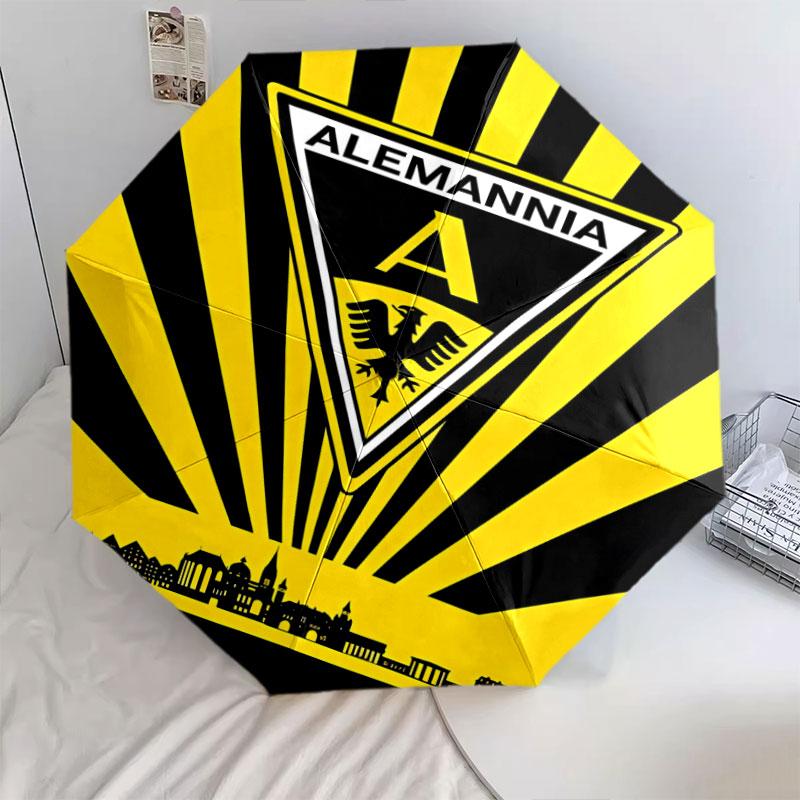1 PC Automatic Folding Umbrella - Alemannia Aachen Pattern, Portable & Foldable Design with 8 Ribs, Christmas Birthday Gifts