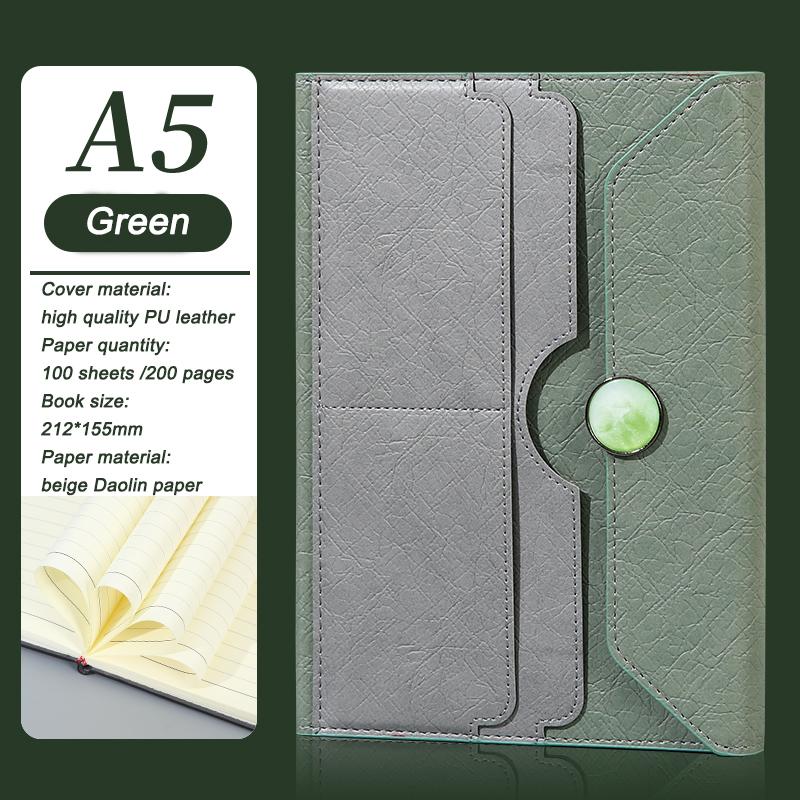 Gift Box with Ustick and Pen Round Magnetic Button Fancy Notebook for Business and Office