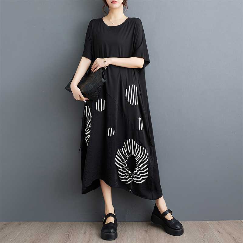 Свободное платье в стиле вестерн пэчворк средней длины, художественное, в стиле ретро