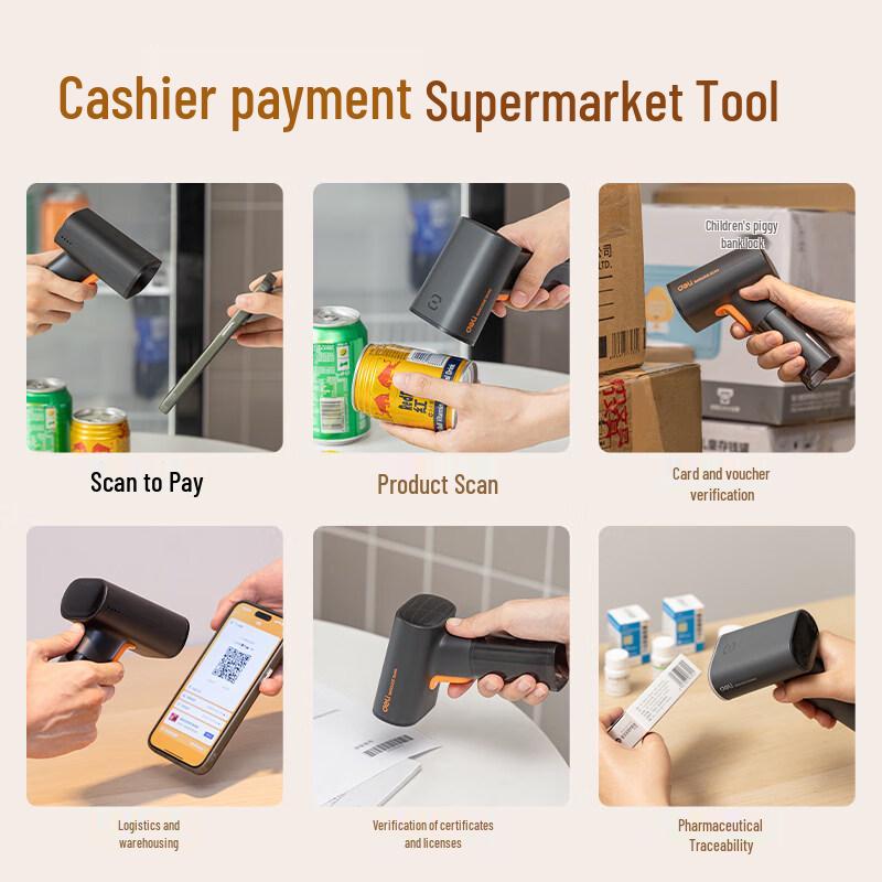 Deli AA006WB Bluetooth 2D Wireless Barcode Scanner