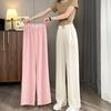 Women's Cool Feeling Ice Silk Wide-Leg Summer Trousers - Lightweight, Casual, and Loose-fitting Pants