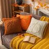 Fall Throw Pillow Cover 18"x18" Plush Pumpkin Pillow Cover Fluffy Maple Leaf Decorative Cushion Cover for Autumn Farmhouse Home Couch Sofa Bedroom Car
