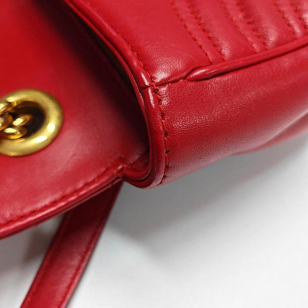 [Pre-Owned] Gucci GG Marmont Matelassé Mini Bag 'Red' - Fair #365OD8