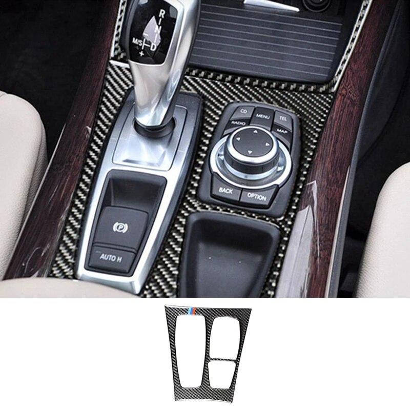 Углеродное волокно, центр управления автомобилем, панель переключения передач, наклейка, украшение, аксессуары для интерьера для BMW X5 E70 X6 E71 2008-2013