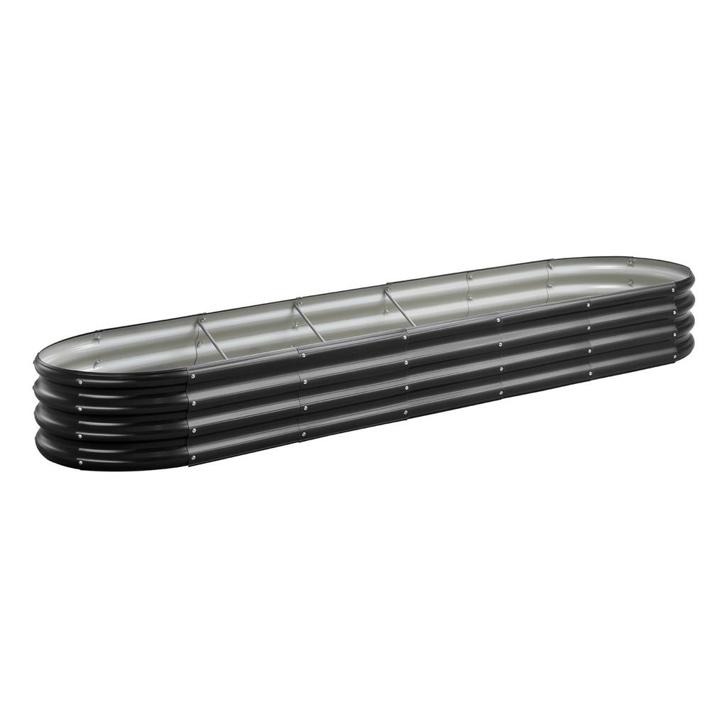 Metal Raised Garden Bed, 2.4 x 0.6 x 0.3 m Oval Outdoor Galvanized Planter Garden Box, Open Bottom Design, Large Planter Raised Bed for Growing