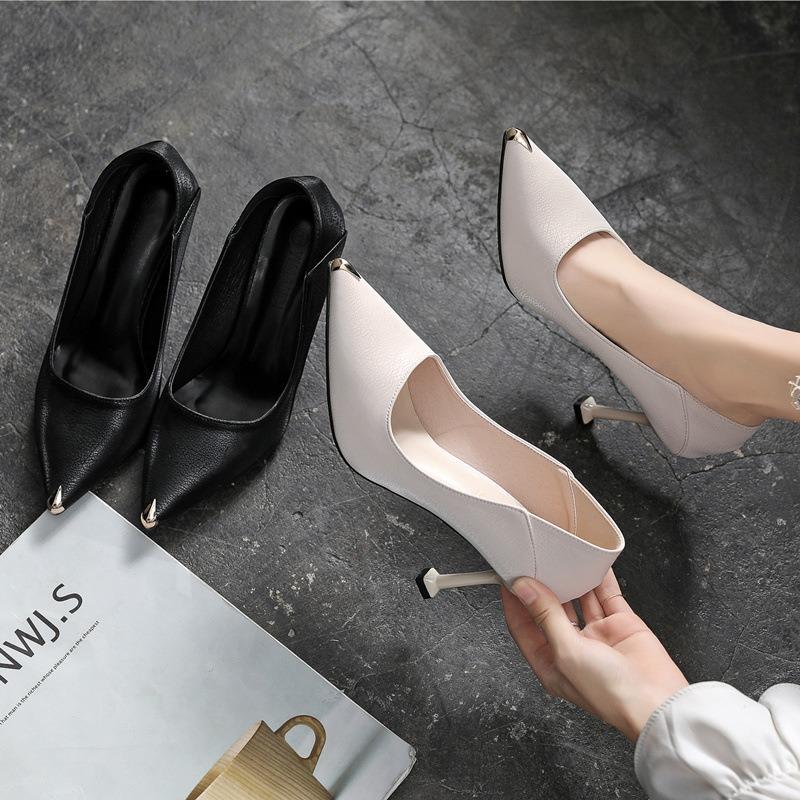 Туфли-шпильки с острым носком и высоким каблуком, с неглубоким носком, модная универсальная женская обувь