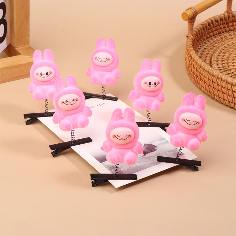 6 шт. Kawaii Labubu Spring Hair Clip 3D Cartoon Doll Hairpins Duckbill Clip Headbill Children's Hair Accessories Party Decorations