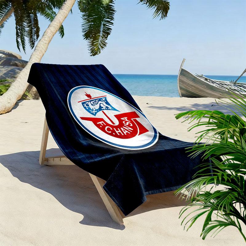 FC Hansa Print Beach Towel, Large Soft Quick Dry Towel for Beach Camping Swimming