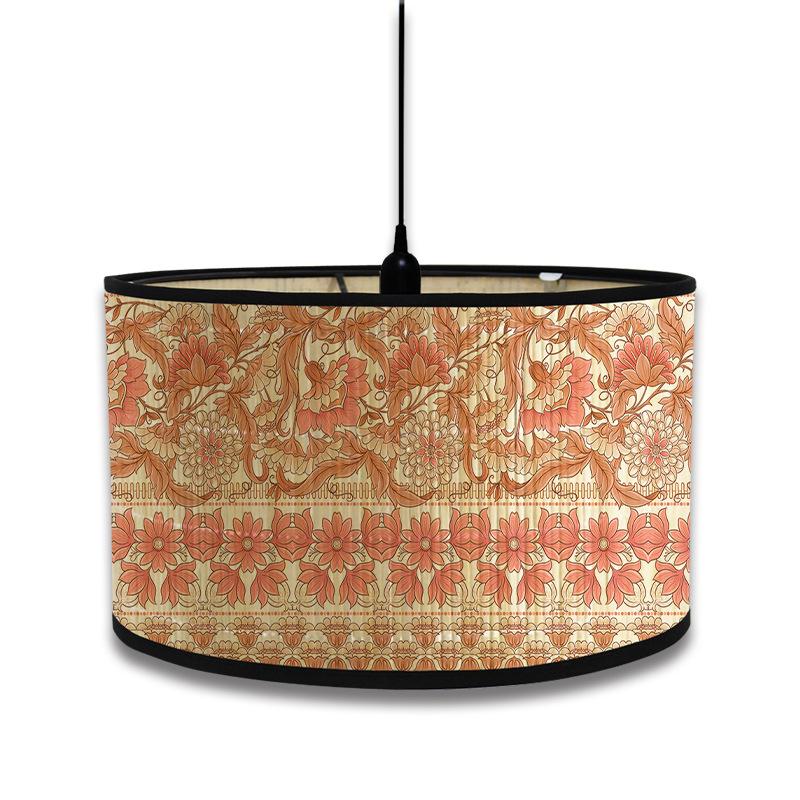 Абажур в скандинавском стиле с зеленым растительным узором, абажур из бамбука, люстра для кафе, декор в стиле ретро для домашнего проживания, подвесной светильник