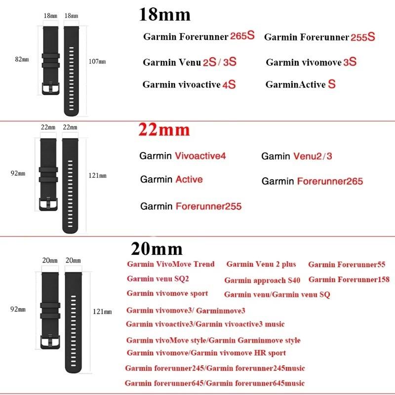 18 мм 20 мм 22 мм ремешок для часов Garmin Venu 3/3s/2/2s силиконовые ремешки для часов ремешок для Garmin Vivoactive 3/4/4s/Forerunner 245 Bands