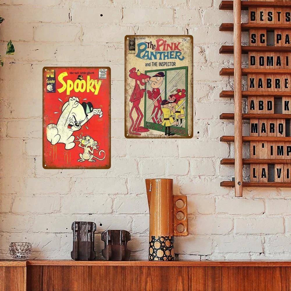 Винтажные металлические знаки с изображением мыши из комиксов, вывески, плакаты, пабы, металлические таблички, ретро-детские комнаты, домашняя спальня, гостиная, настенное искусство, декор