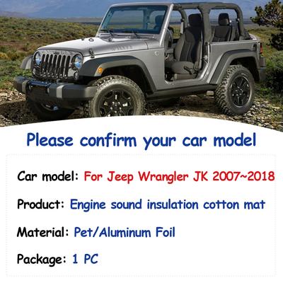Для Jeep Wrangler JK 2007~2018 автомобильный капот двигателя звукоизоляционная прокладка теплоизоляция хлопок огнестойкие чехлы звукоизоляционные аксессуары для интерьера