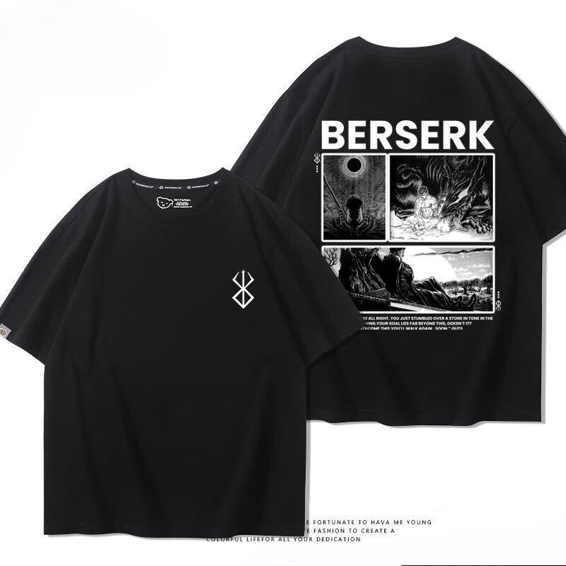Футболка из 100% хлопка с фирменным принтом воинов аниме Berserk Guts летняя мужская повседневная уличная одежда с короткими рукавами