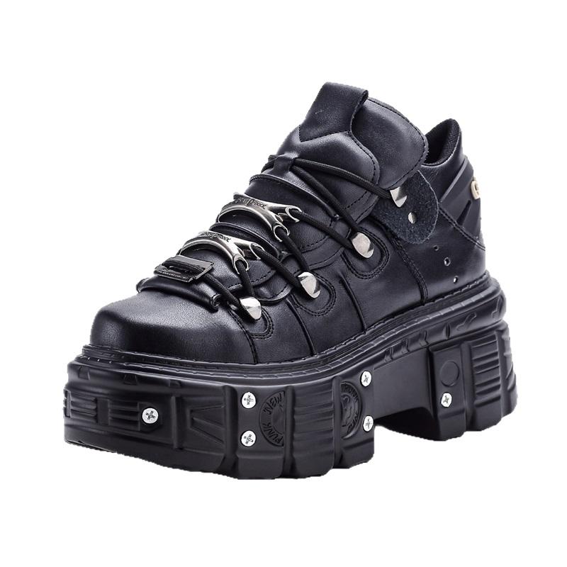 Women Gothic Platform Ankle Boots Metal Rivet Lace Up Chunky Sole Punk Motorcycle Short Boots