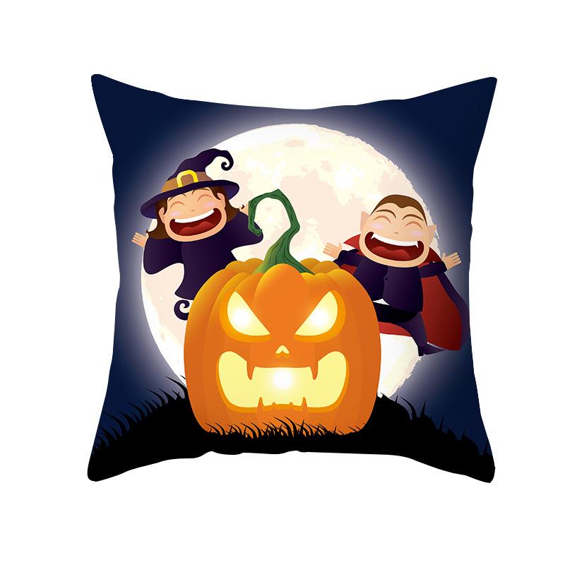 Halloween Cartoon Skull Spider Demon Bat Decorative Pattern Pillow Case Bedroom Living Room Sofa Cinema Garden Throw Pillow Case