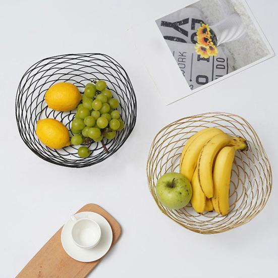 Железная корзина для фруктов, простая бытовая ваза для фруктов в скандинавском стиле, волнистая полая резная конструкция, железная ваза для фруктов для дома