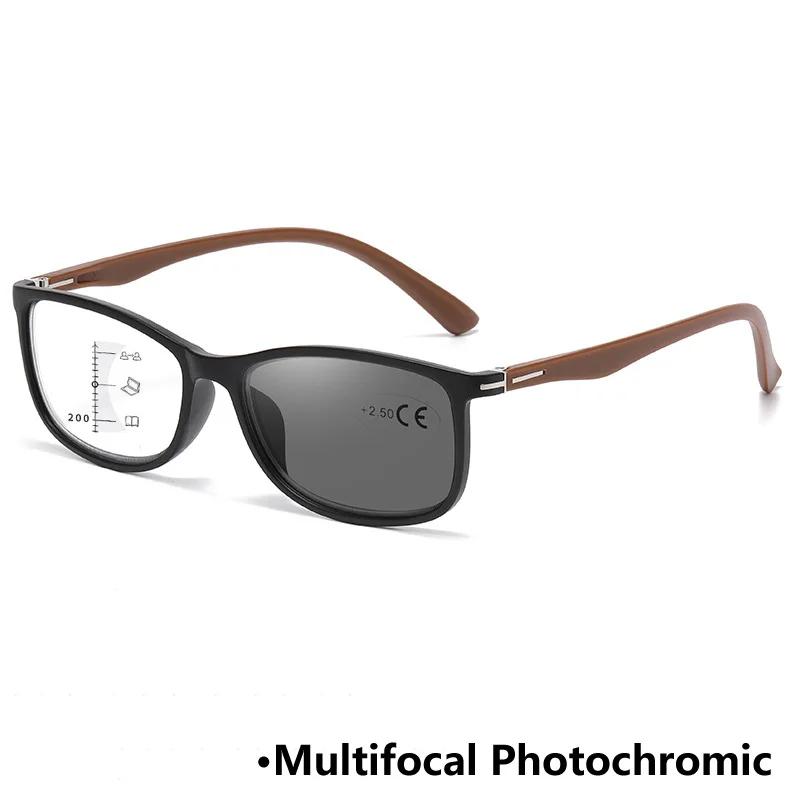 Ретро Хромированные Очки для Чтения Женские Мужские Квадратная Рамка Прогрессивные Мультифокальные Очки Классические Сверхлегкие Пресбиопия +1.0+4.0