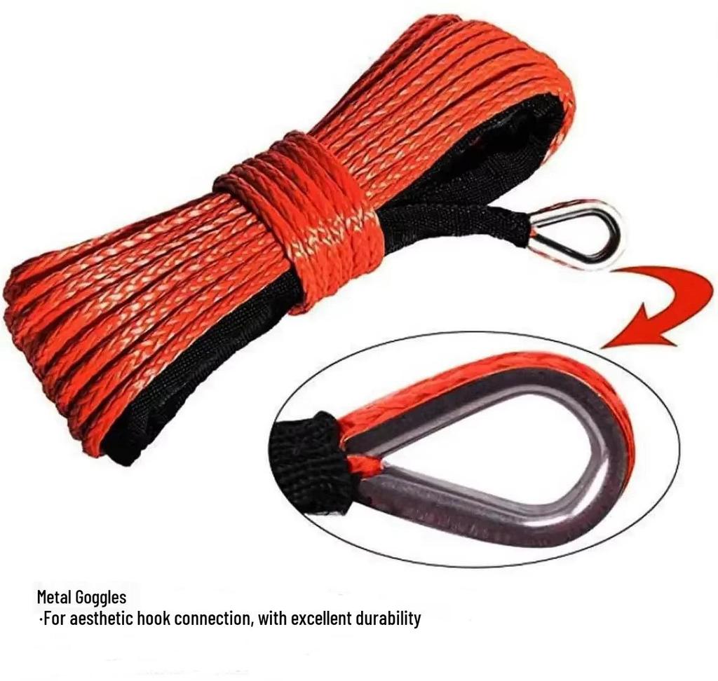 6mm x 15m Synthetic Winch Rope, 4T Tow Strap for ATV/UTV Off-road Accessories