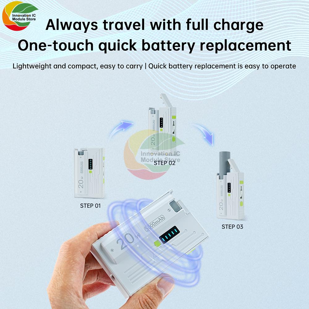Набор для сборки корпуса power bank на 1 батарею 21700 с извлекателем, поддержка быстрой зарядки 20 Вт, двойной режим, малый ток