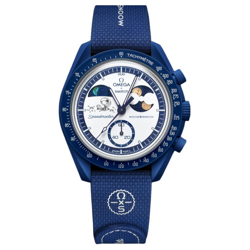 Swatch Omega Snoopy Коллаборация MOONSWATCH Кварцевый Механизм Мужские Часы Часы 42мм Белый Циферблат SO33N703L