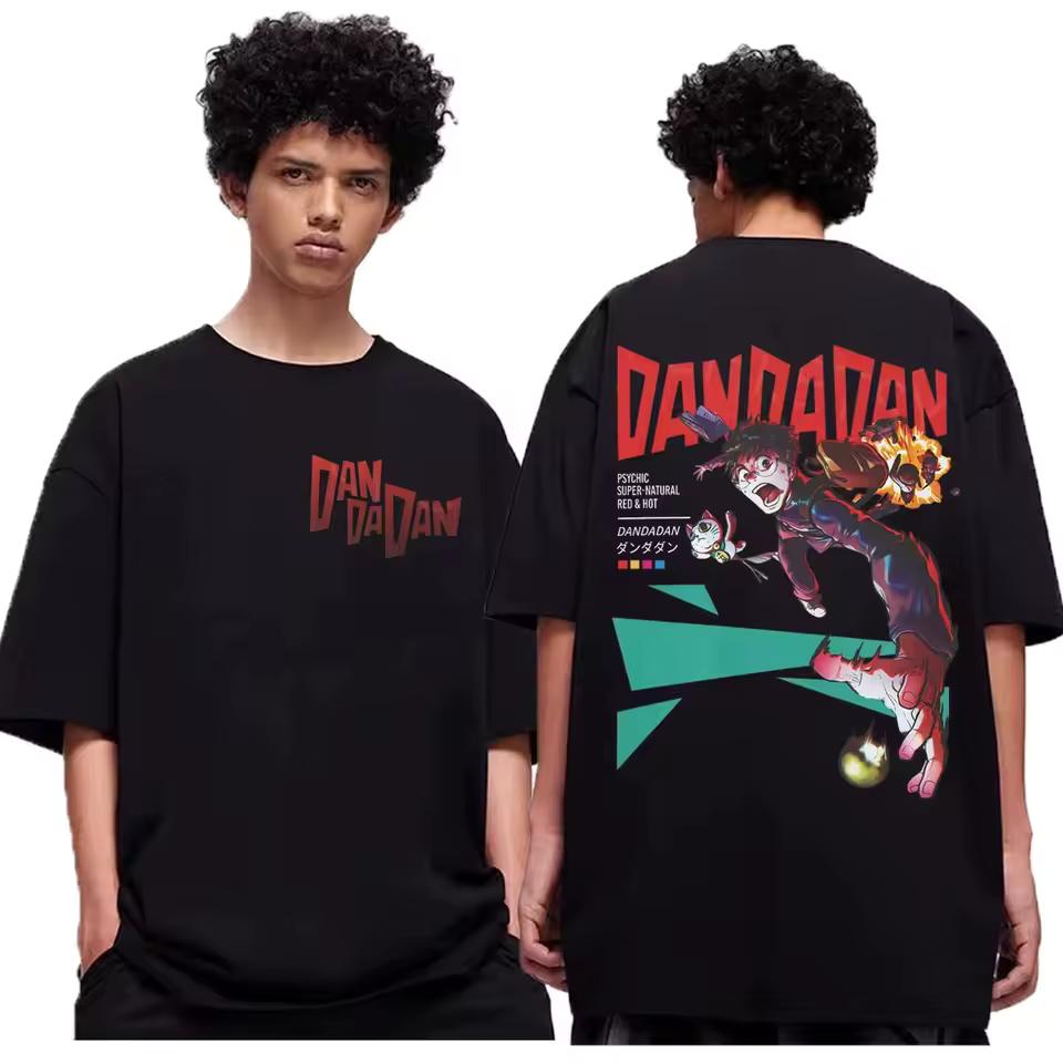 Japanese Anime Dandadan Double Sided Print T-shirt Men Women Fashion Cartoon Short Sleeve T-shirts Summer Casual Cotton T Shirts