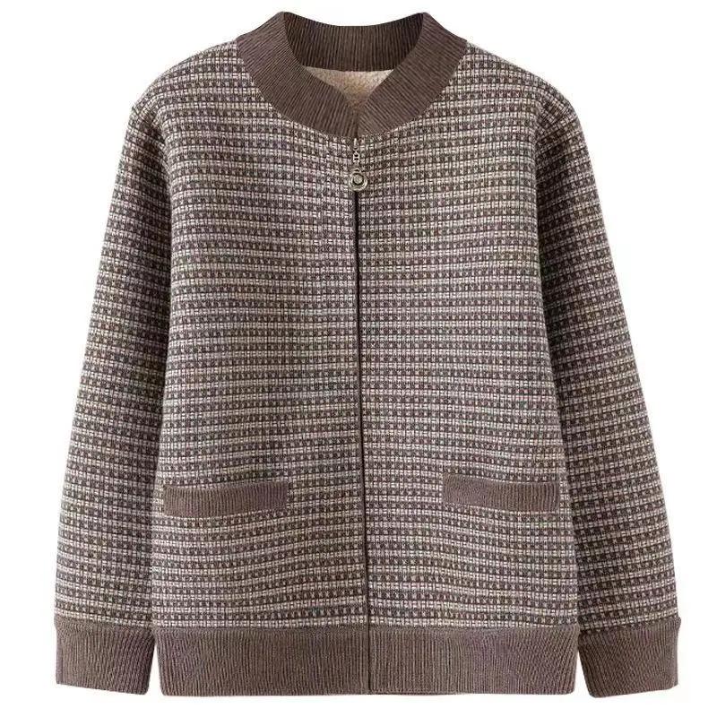 Top Fashionable Cardigan Long-sleeved Jacket New Style Thickened Velvet Printed Short Warm