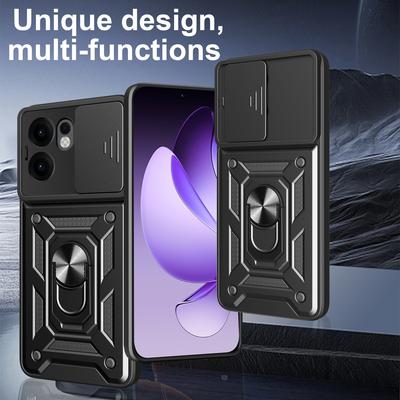 Чехол для OPPO Reno 13F, Слайд-защита объектива камеры, Бронированный чехол для Reno 13F 13 F Reno13F, Бамперы военного класса, Кольцо-подставка
