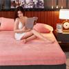 HOT Winter Plush Crystal Velvet Fitted Sheet Mattress Protector Cover Thicken Warm Soft Double Bed Sheets Elastic Mattress Topper No Pillowcase