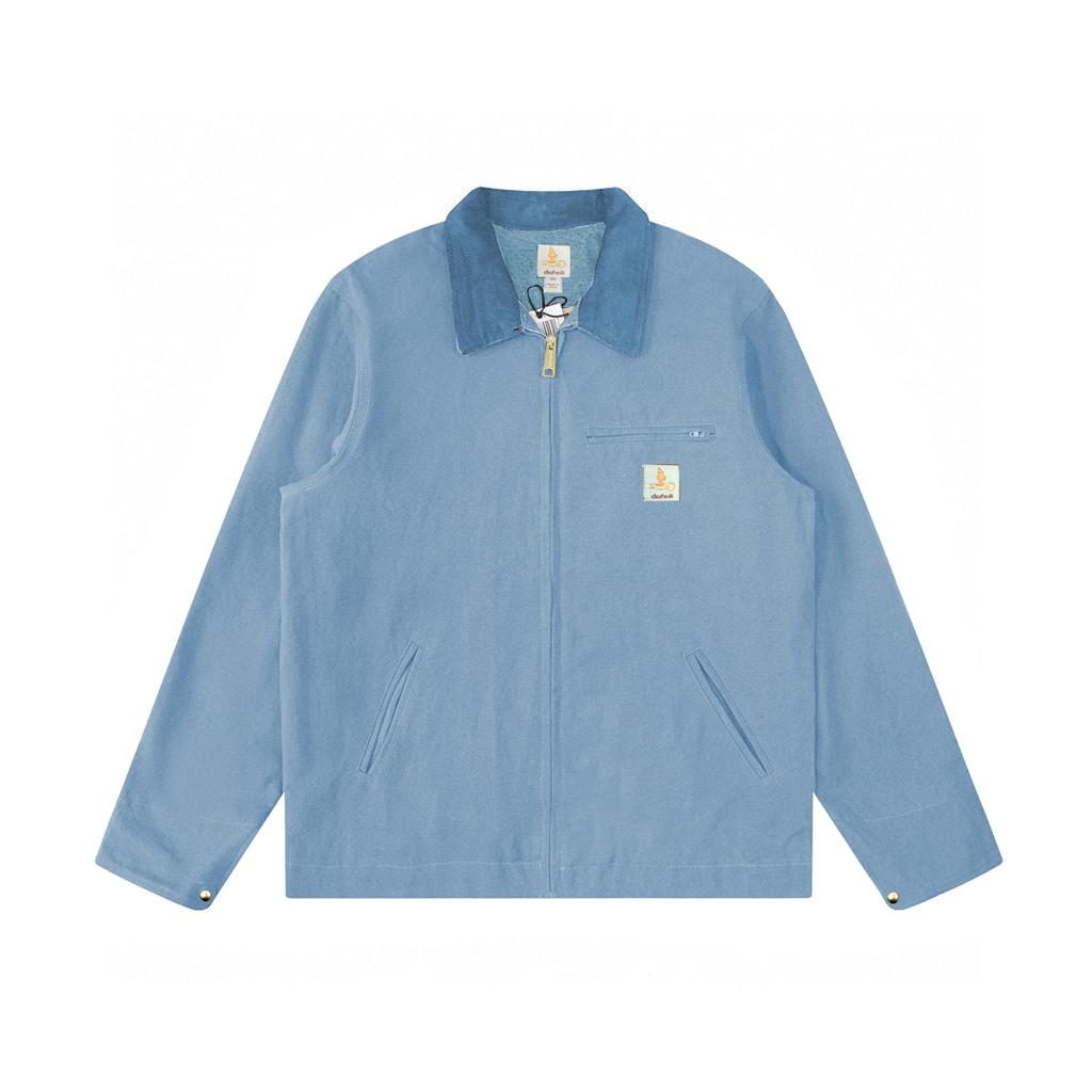 Повседневные винтажные вымытые вельветовые джинсы с воротником, весенняя рабочая одежда с сетчатой подкладкой, холщовая джинсовая куртка Detroit для мужчин