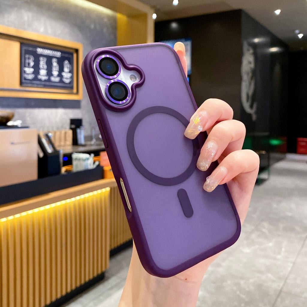 For iPhone 16 Case Compatible with MagSafe TPU+PC Phone Cover with Lens Film - Desert Gold