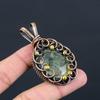 Prehnite Gemstone Pure Copper Wire Wrapped Handmade Jewelry Pendant For Gift