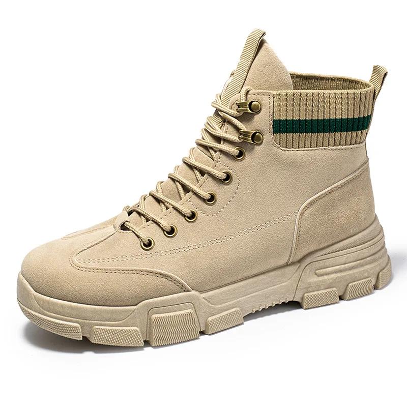 Осенняя мода мужские рабочие ботинки кожаные водонепроницаемые ботинки на шнуровке мужские ботильоны легкие туфли мужская повседневная нескользящая обувь