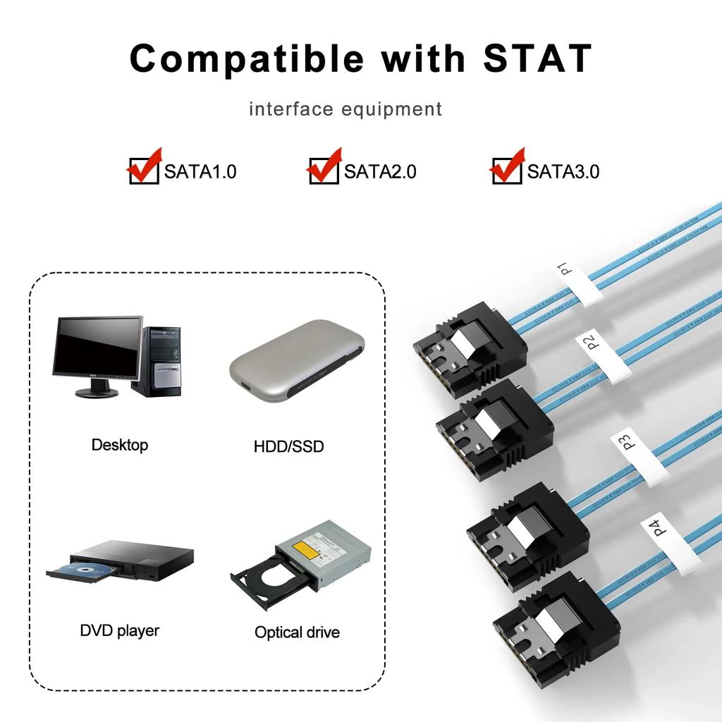 Sata To Sata Cable 4/6/8 Ports/Set SATA 3.0 Date Cable 7 Pin to 7 Pin Sas Cord 12Gbps HDD Cable For Server NAS PC