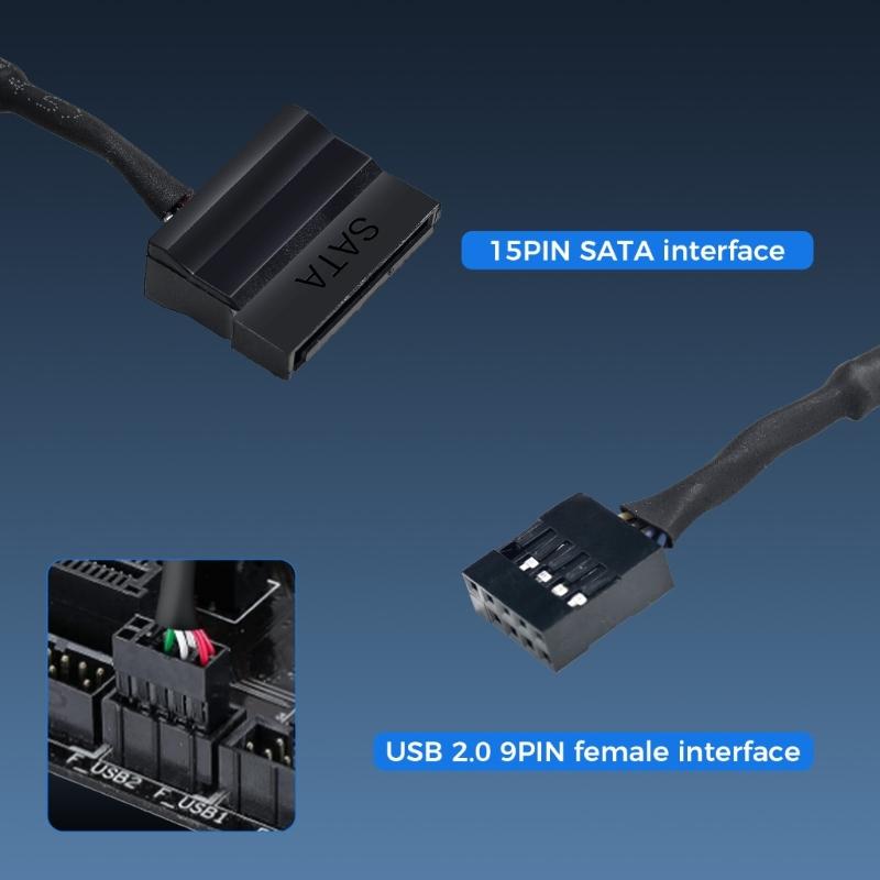 9-контактные USB-хабы Разъемы USB-разветвитель 1 к 4 USB2.0 9-контактная плата-разъем + кабель 50 см для водяного охлаждения для светодиодного вентилятора