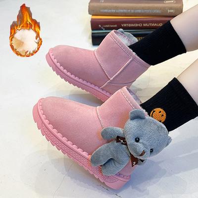 Модные детские теплые зимние ботинки, новые зимние хлопковые ботинки с милым медведем из мультфильма