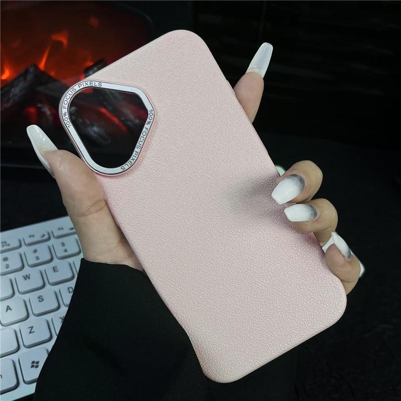 Для Apple iPhone 16 Plus Pro Max прочный металлический чехол с большой дыркой в рамке для объектива Litchi Grain PC, защитный чехол от отпечатков пальцев, задняя крышка-оболочка