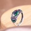 Серебряное кольцо S925 с рыбой кои и лотосом, регулируемое - Ретро-китайский стиль