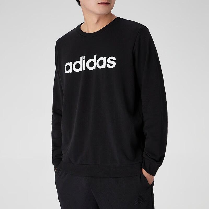 adidas Round Neck Casual Pullover Long Sleeves Black Men's GP4873