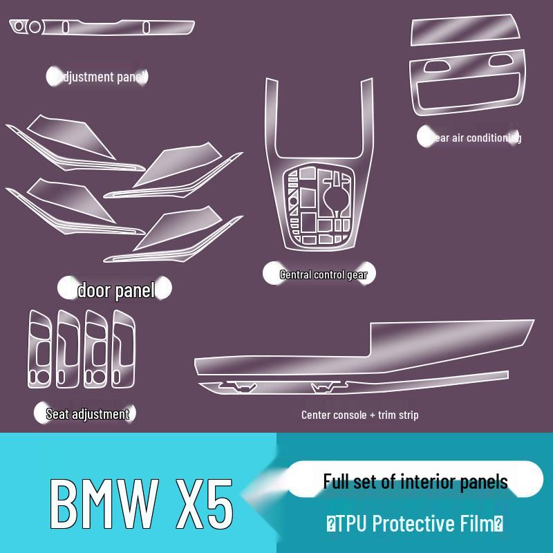 Защитная пленка для интерьера BMW X5 23/24, комплект: Защитное стекло для экрана и пленка на пороги
