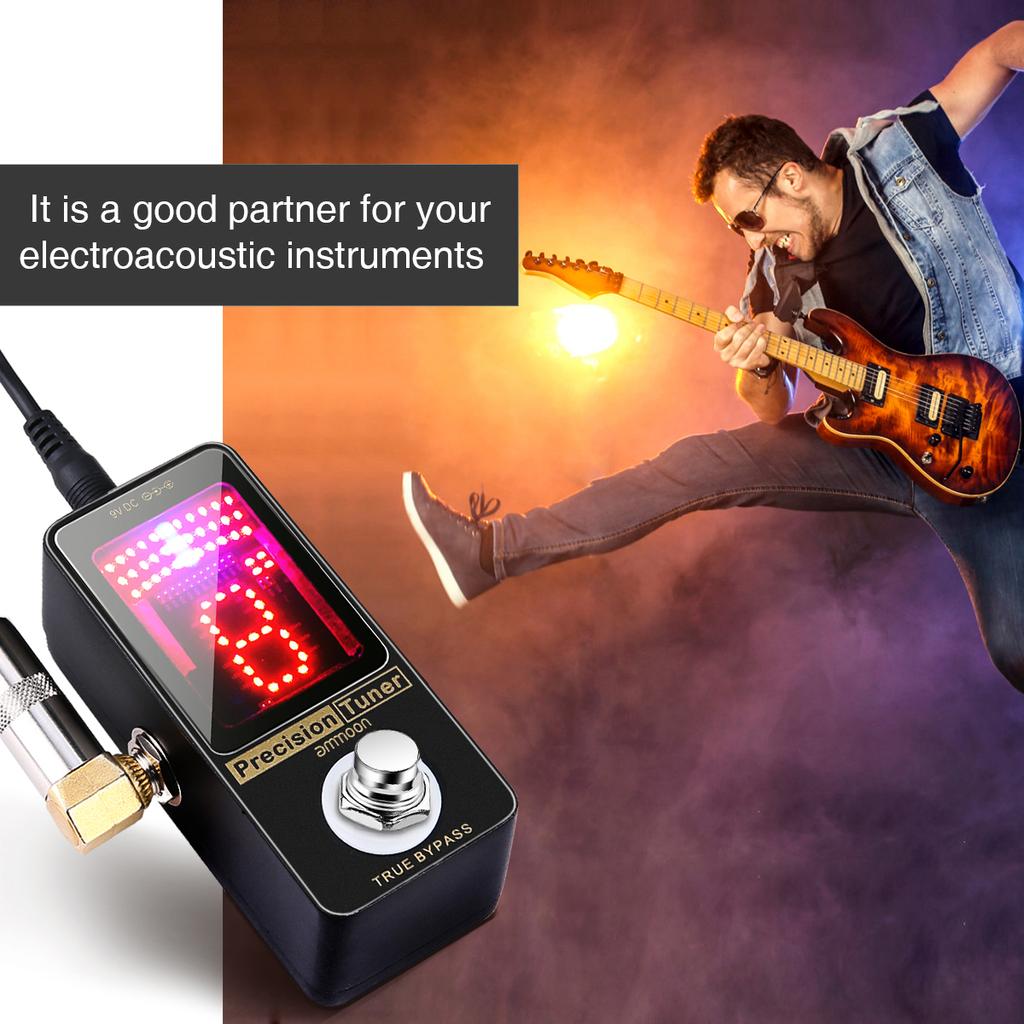 Precision Chromatic Tuner Pedal Large LED Display Full Metal Shell with True Bypass for Guitar Bass