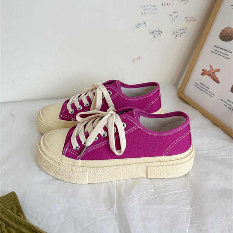 Sneakers Woman Spring Autumn Lace Up Flats Shoes Casual Women Vulcanized Shoes Sports Ladies Canvas Sneakers Platform Shoes 2024