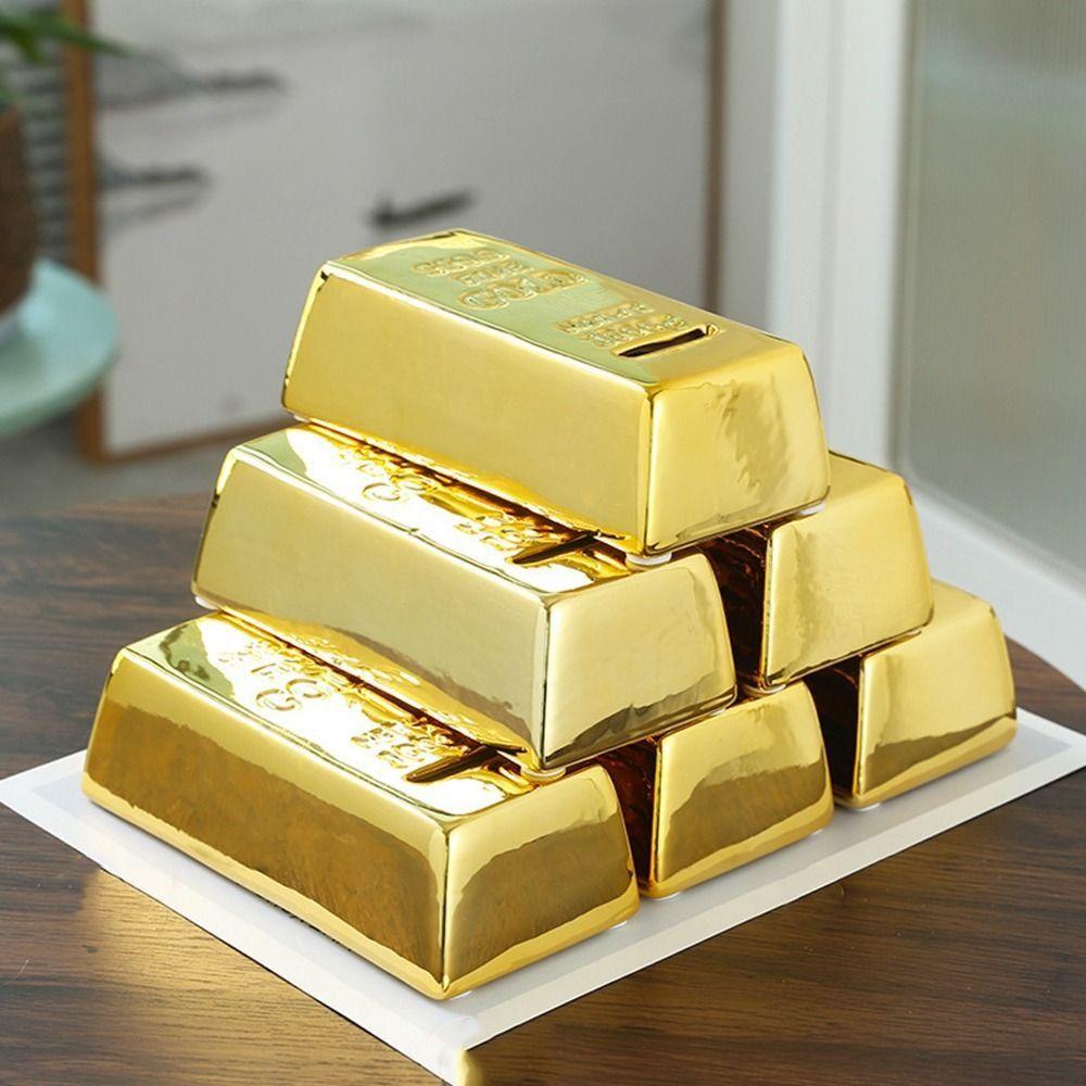 Decorative Gold Bullion Bar Bullion Prop Gold Brick Coin Case Saving Money Box Coin Bank Piggy Bank
