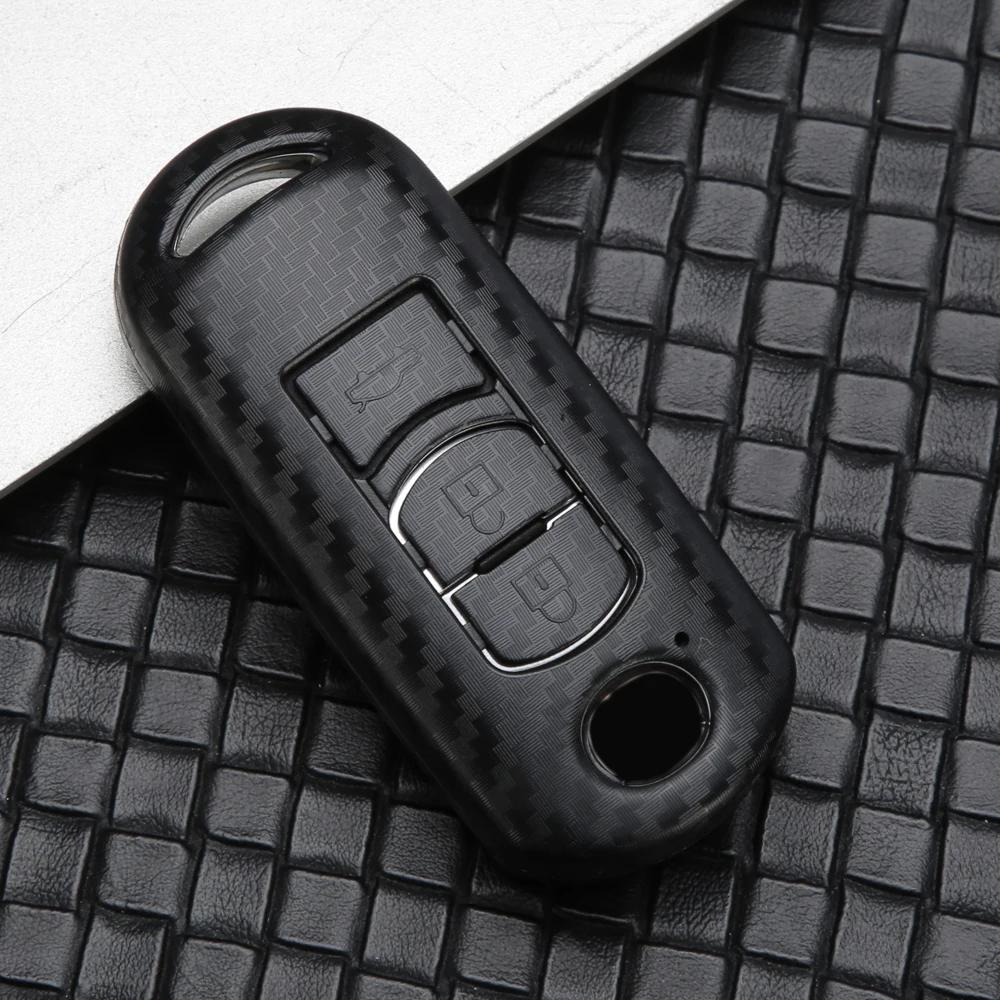 Carbon Car Key Cover Key Case for Mazda 2 3 6 Axela Atenza CX-5 CX5 CX-3 CX-7 CX8 CX-9 2016 2017 2018 2/3 Buttons Auto Bag