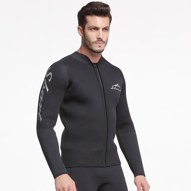 5mm Thick Wetsuit Diving Surfing Snorkeling Winter Swimming Mens Long Sleeve Pants Separated Rash Guard
